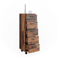 Vicco Mobiletto bagno Rovere rustico 30 x 95 cm con 5 cassetti