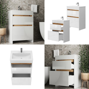 Vicco Set di mobili da bagno Bianco 2 parti, mobile base 60 cm