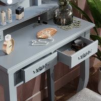 Vicco Tavolo da toeletta Grigio 75 cm con illuminazione LED e sgabello