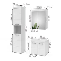 Vicco Set mobili bagno Bianco 3 parti, con colonna