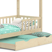 Vitalispa Letto montessori bambini Legno naturale 80x160 cm con letto per ospiti