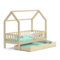 Vitalispa Letto montessori bambini Legno naturale 80x160 cm con letto per ospiti
