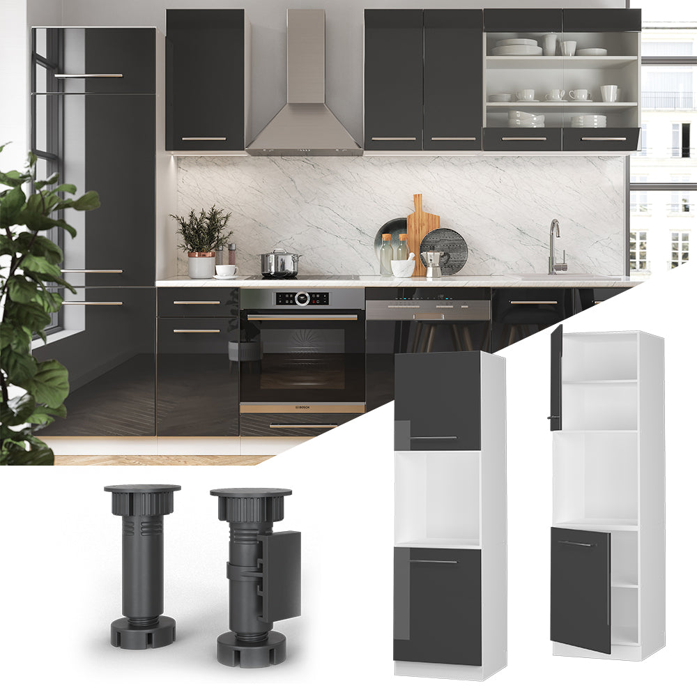 Vicco Mobile per forno da incasso Antracite lucido 60 cm con ripiano aperto