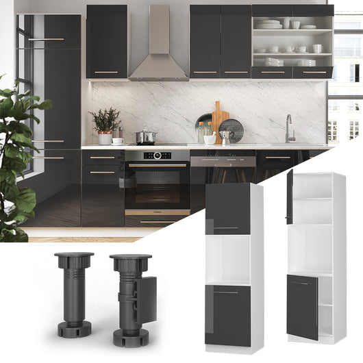 Vicco Mobile per forno da incasso Antracite lucido 60 cm con ripiano aperto