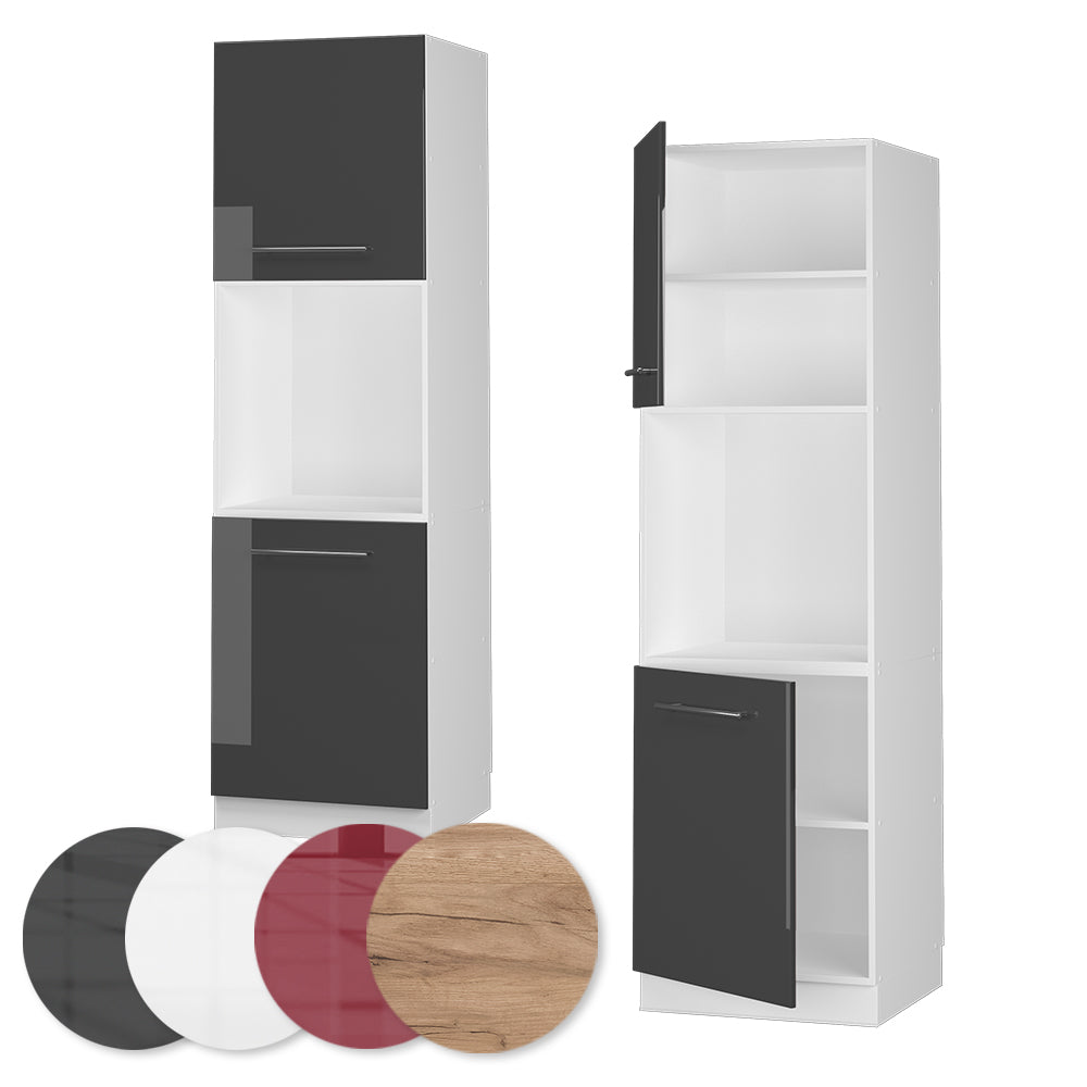 Vicco Mobile per forno da incasso Antracite lucido 60 cm con ripiano aperto