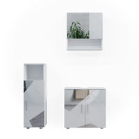 Vicco Set mobili bagno Bianco lucido con inserti 3 parti