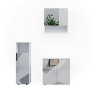 Vicco Set mobili bagno Bianco lucido con inserti 3 parti