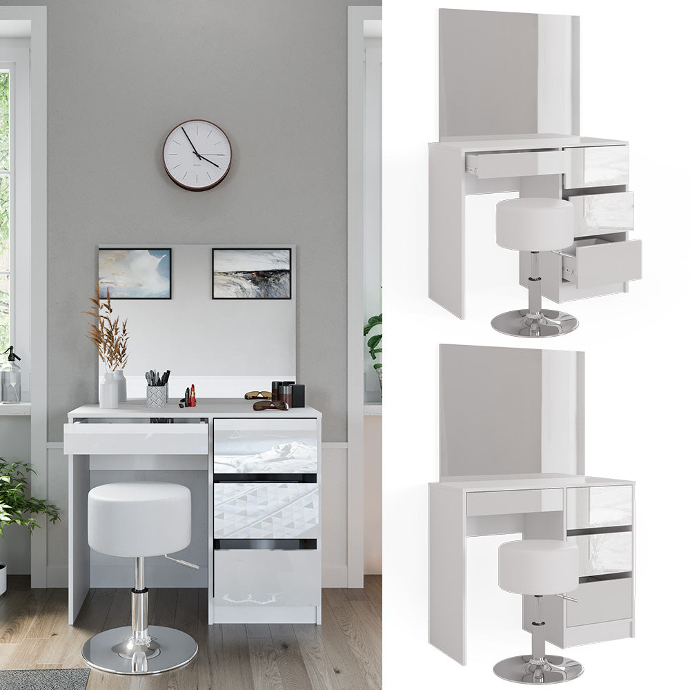 Vicco Tavolo da toeletta Bianco 40 cm con sgabello