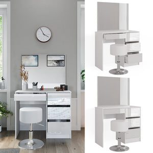 Vicco Tavolo da toeletta Bianco 40 cm con sgabello