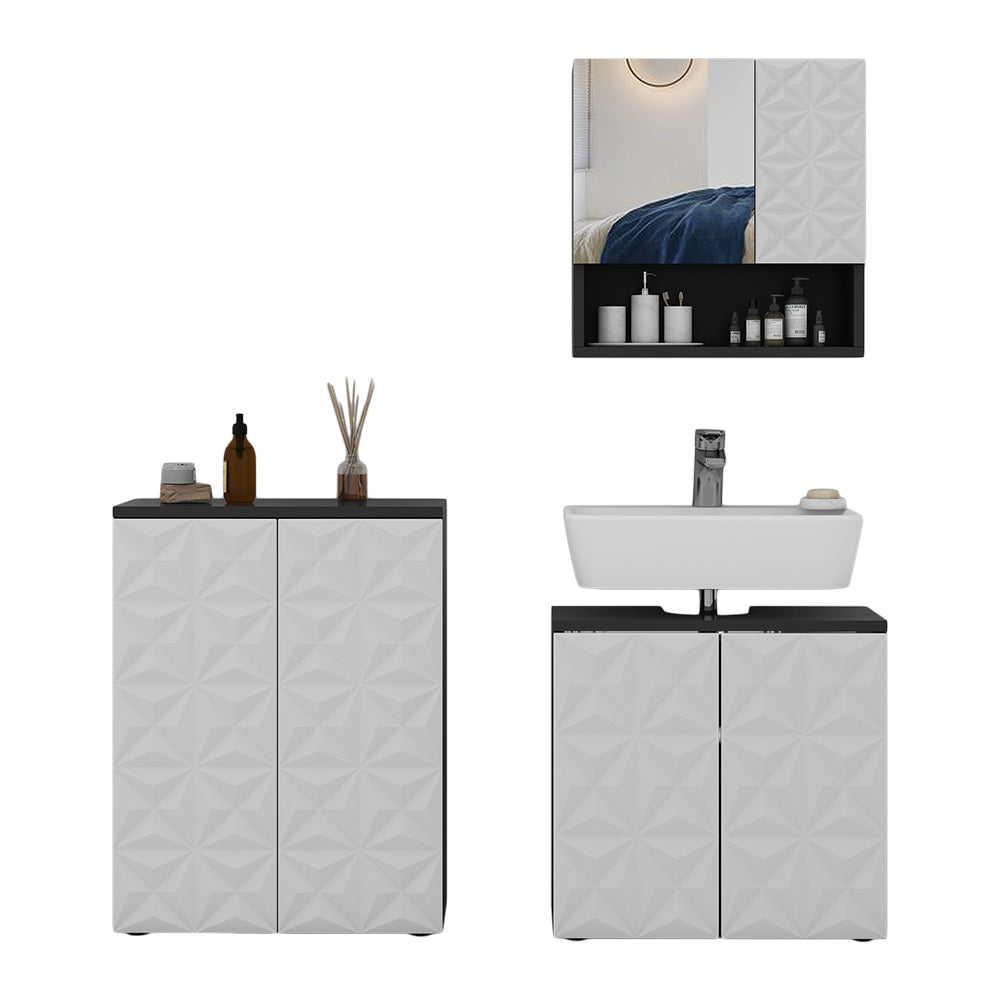 Vicco Set di mobili da bagno Nero 3 parti