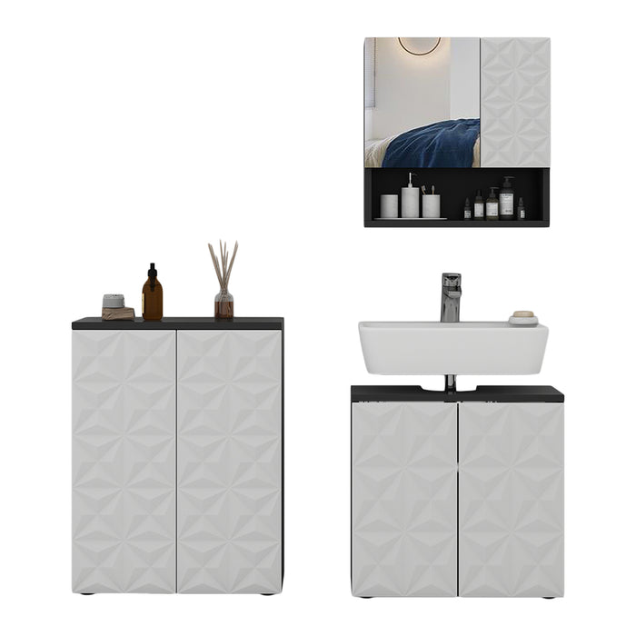 Vicco Set di mobili da bagno Nero 3 parti