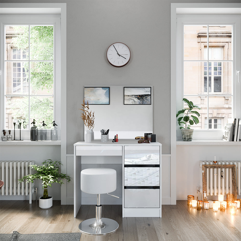 Vicco Tavolo da toeletta Bianco 40 cm con sgabello