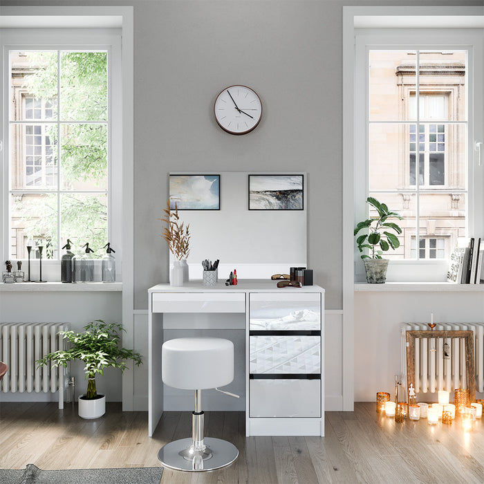 Vicco Tavolo da toeletta Bianco 40 cm con sgabello
