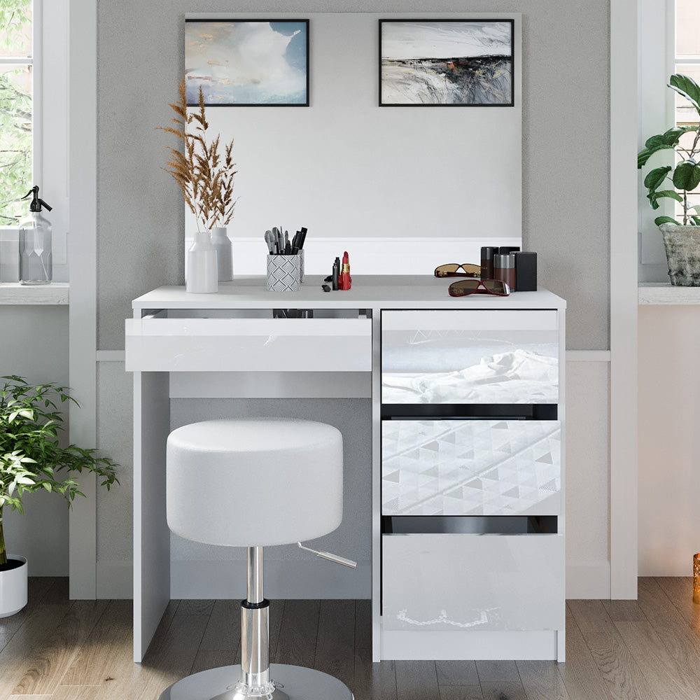 Vicco Tavolo da toeletta Bianco 40 cm con sgabello