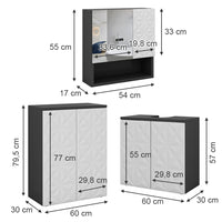 Vicco Set di mobili da bagno Nero 3 parti