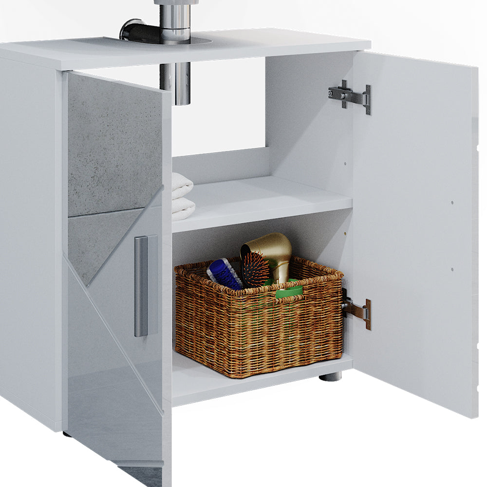 Vicco Set mobili bagno Bianco lucido con inserti 3 parti