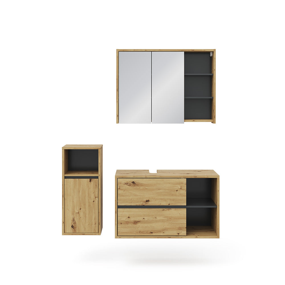 Vicco Set mobili bagno Marrone 3 parti