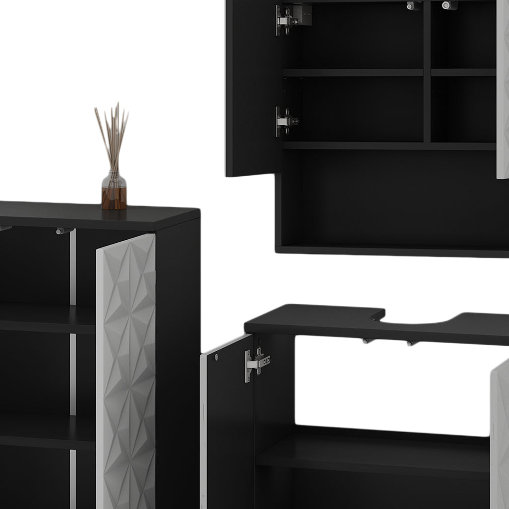 Vicco Set di mobili da bagno Nero 3 parti