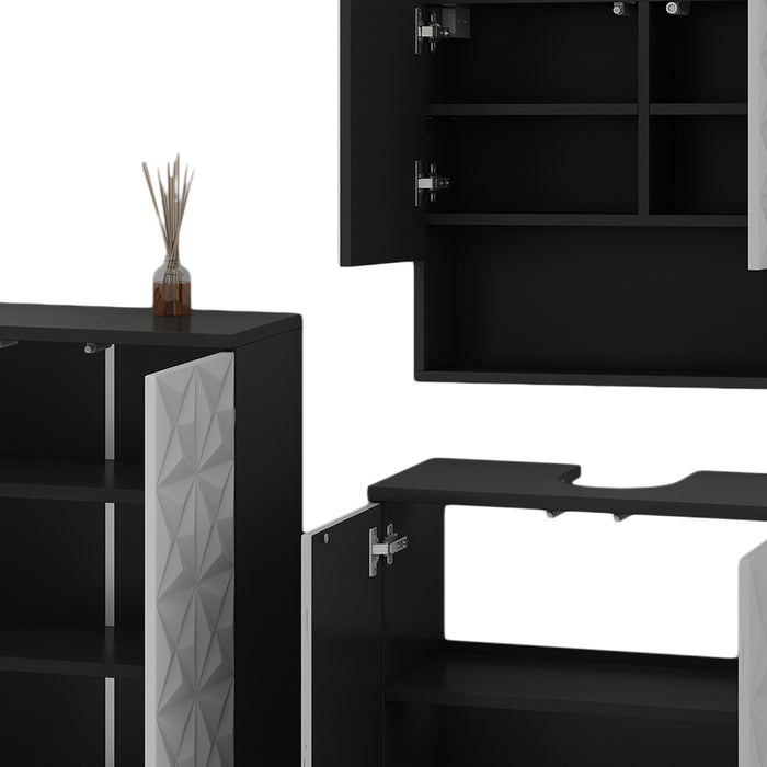 Vicco Set di mobili da bagno Nero 3 parti