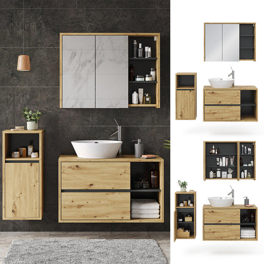 Vicco Set mobili bagno Marrone 3 parti