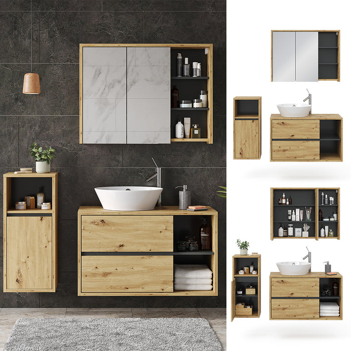 Vicco Set mobili bagno Marrone 3 parti