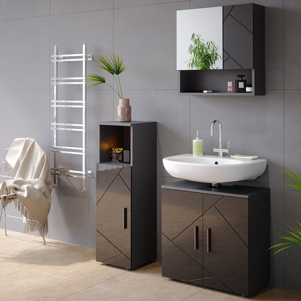 Vicco Mobiletto bagno Antracite lucido 30 x 95 cm