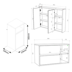 Vicco Set mobili bagno Bianco 3 parti