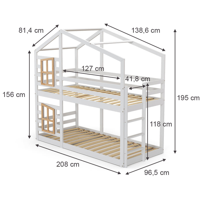 Vitalispa Letto a castello Bianco 90x200 cm con 2 materassi