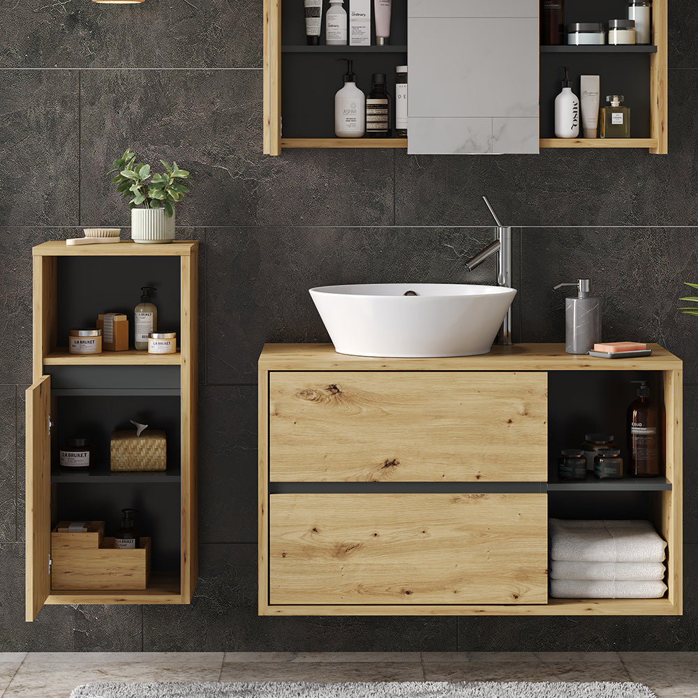 Vicco Set mobili bagno Marrone 3 parti