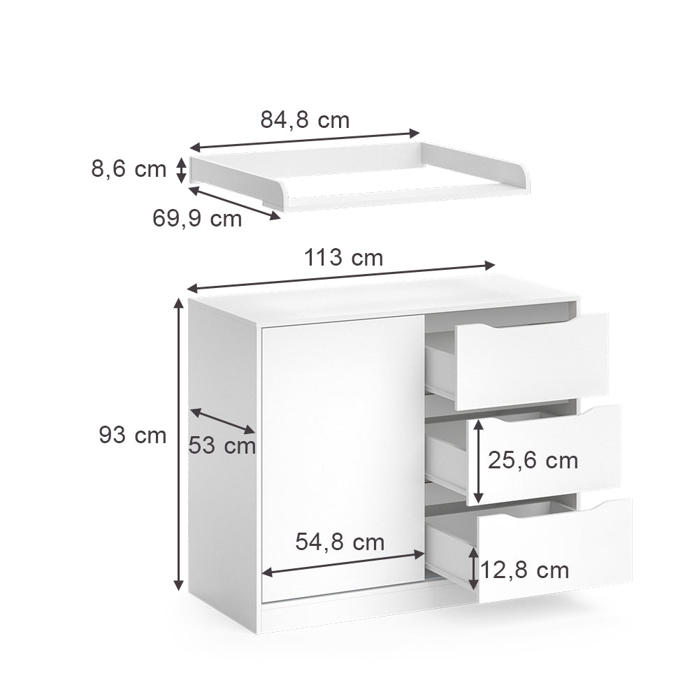 Vicco Fasciatoio Bianco 113 x 93 cm con fasciatoio