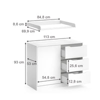 Vicco Fasciatoio Bianco 113 x 93 cm con fasciatoio