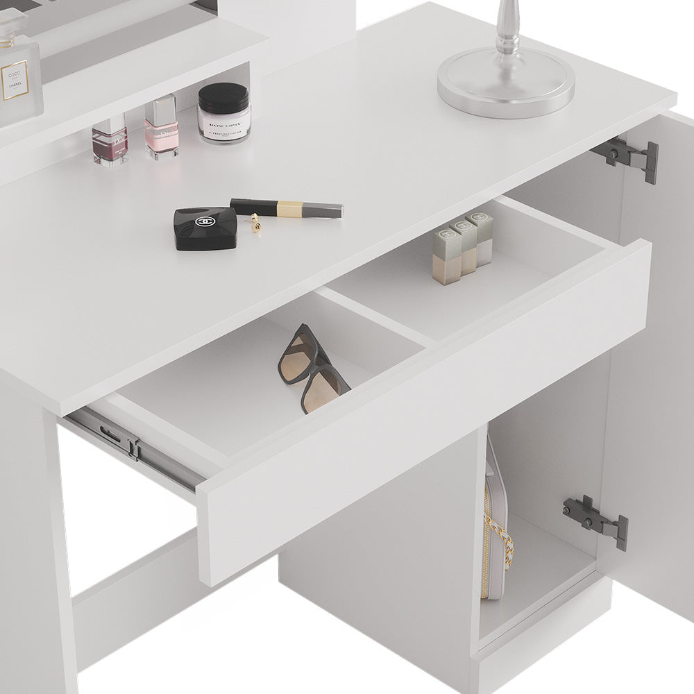 Vicco Tavolo da toeletta Bianco 90 cm con specchio LED e sgabello