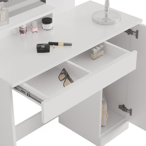 Vicco Tavolo da toeletta Bianco 90 cm con specchio LED e sgabello