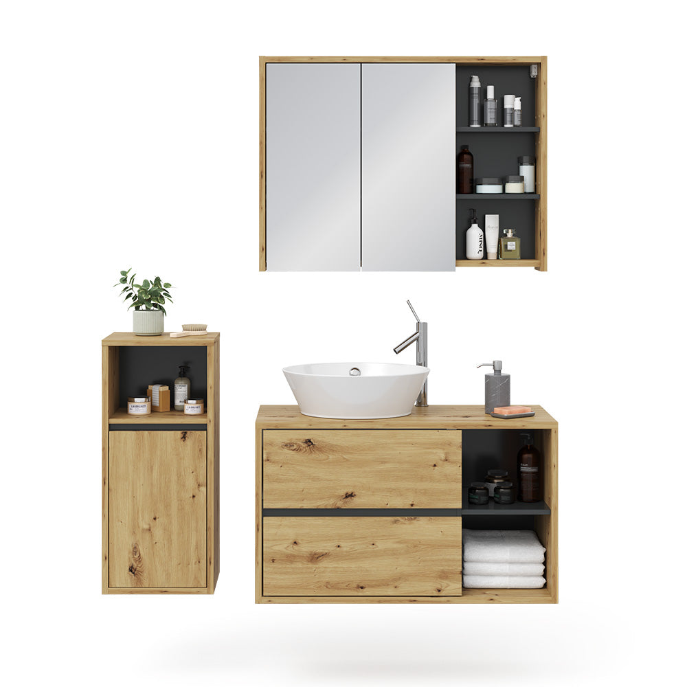 Vicco Set mobili bagno Marrone 3 parti
