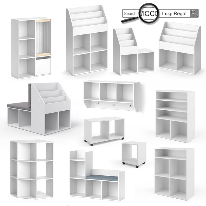 Vicco Scaffale a muro per bambini Bianco 107.2 x 56 cm