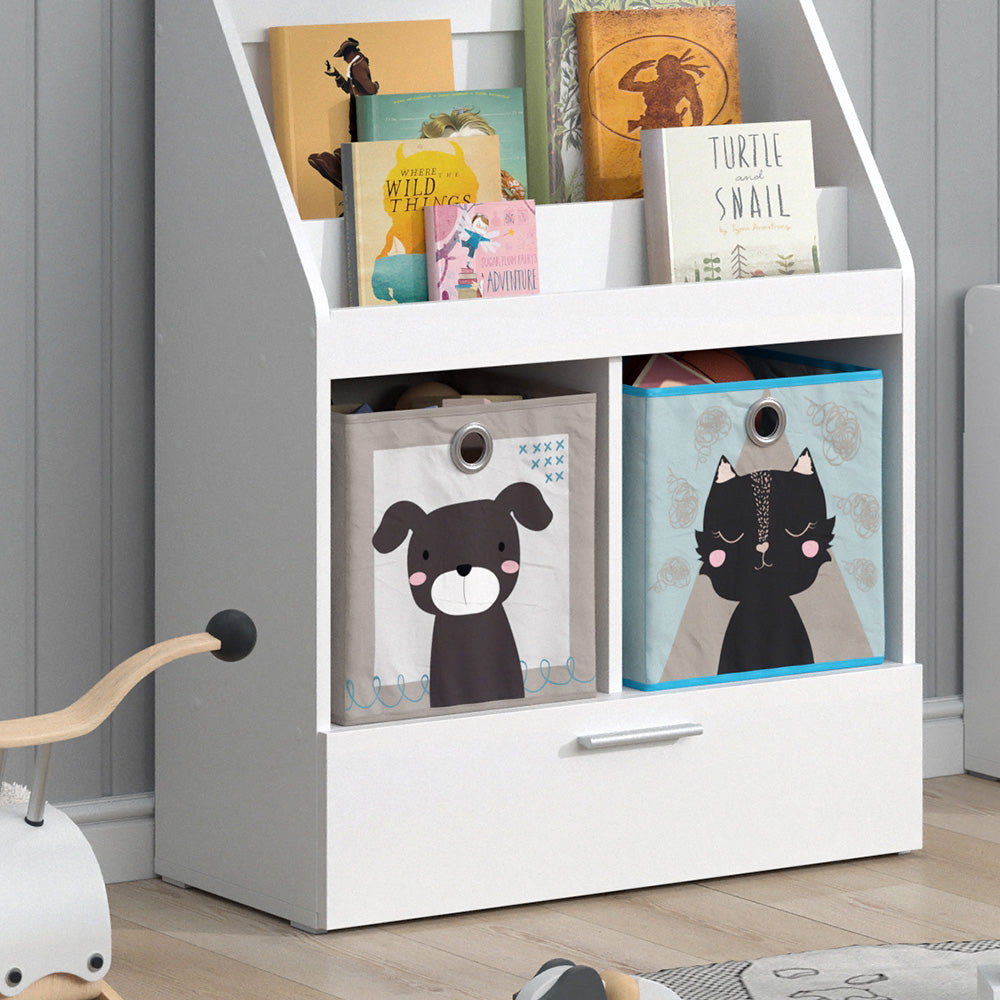 Vicco Libreria bambini Bianco 31.2 x 96.2 cm con cassetto e 2 scatole pieghevoli opt.3