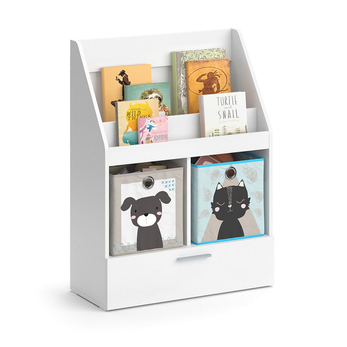 Vicco Libreria bambini Bianco 31.2 x 96.2 cm con cassetto e 2 scatole pieghevoli opt.3