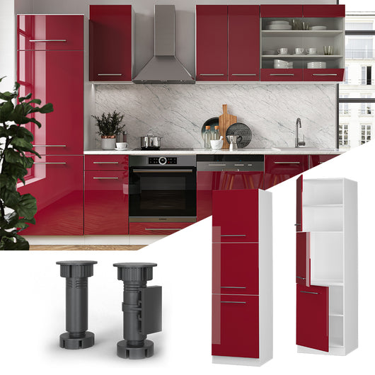 Vicco Mobile per forno da incasso Rosso bordeaux lucido 60 cm