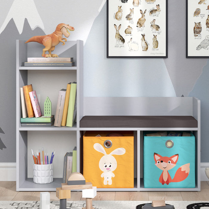 Vicco Scaffale per bambini Grigio 30.9 x 88.6 cm con 2 scatole pieghevoli opt.2