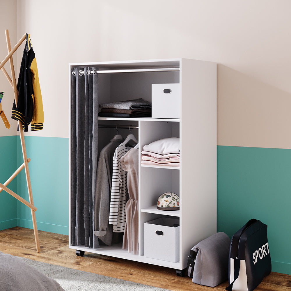 Vicco Armadio multifunzione Bianco 100 x 146.6 cm Con rulli