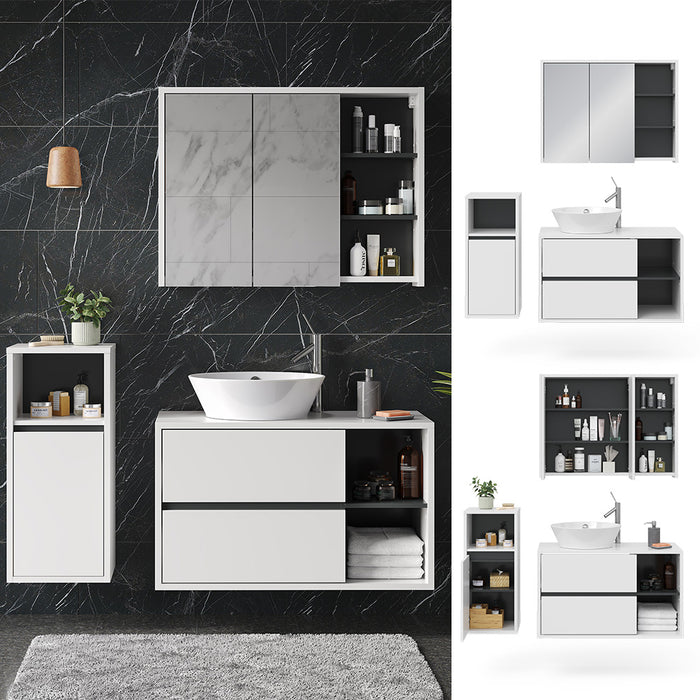 Vicco Set mobili bagno Bianco 3 parti