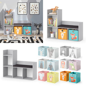 Vicco Scaffale per bambini Grigio 30.9 x 88.6 cm con 2 scatole pieghevoli opt.2