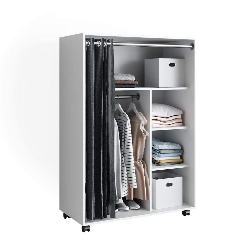 Vicco Armadio multifunzione Bianco 100 x 146.6 cm Con rulli