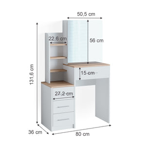 Vicco Tavolo da toeletta Bianco/Sonoma 36 cm