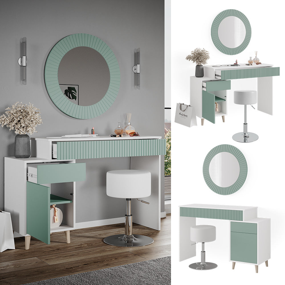 Vicco Tavolo da toeletta Verde 120 cm con sgabello