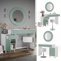 Vicco Tavolo da toeletta Verde 120 cm con sgabello