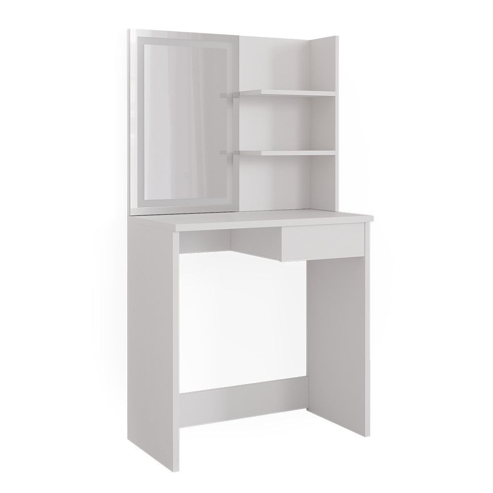 Vicco Tavolo da toeletta Bianco 75 cm con specchio a LED