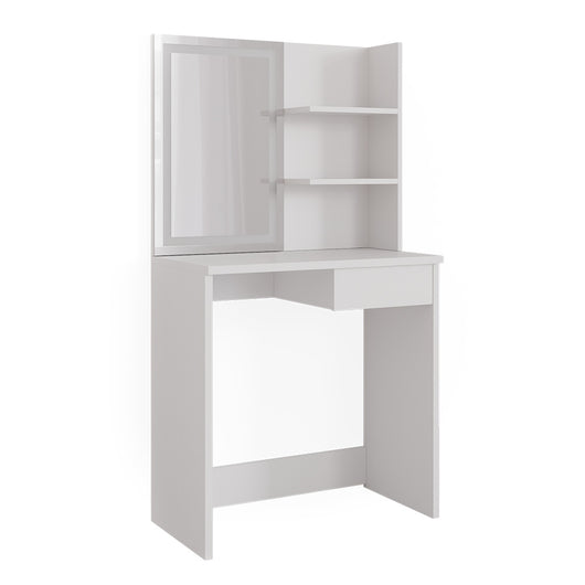 Vicco Tavolo da toeletta Bianco 75 cm con specchio a LED