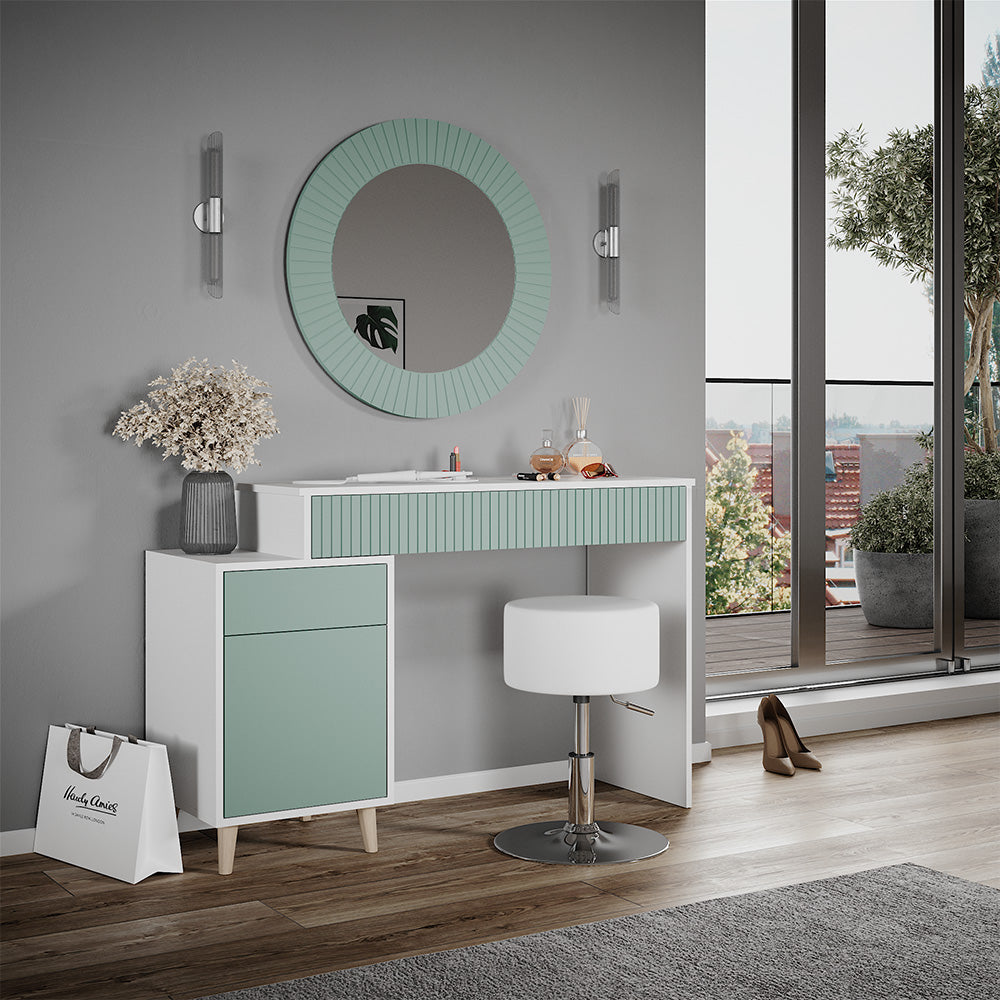 Vicco Tavolo da toeletta Verde 120 cm con sgabello