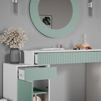 Vicco Tavolo da toeletta Verde 120 cm con sgabello